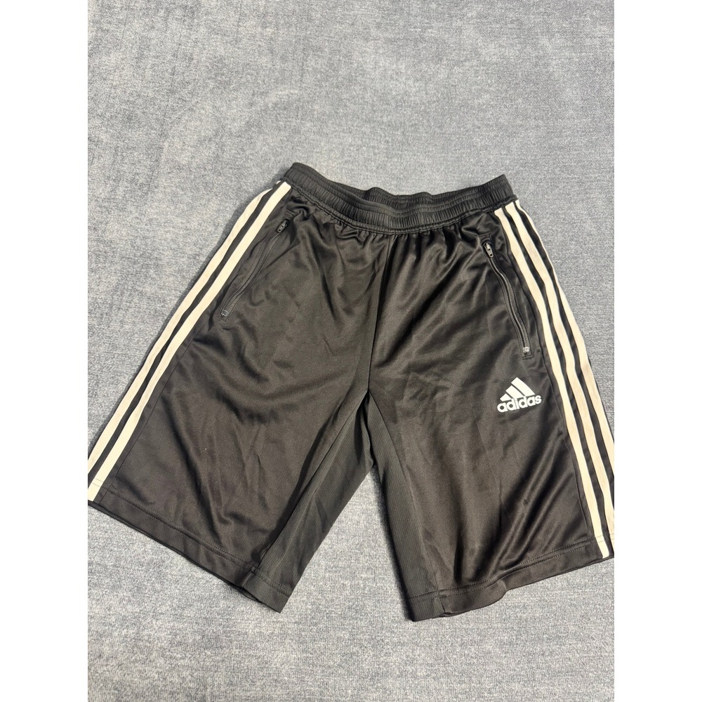 Adidas Mens Primeblue Aeroready 3-Stripe Shorts Black White Small Zipper Pockets
